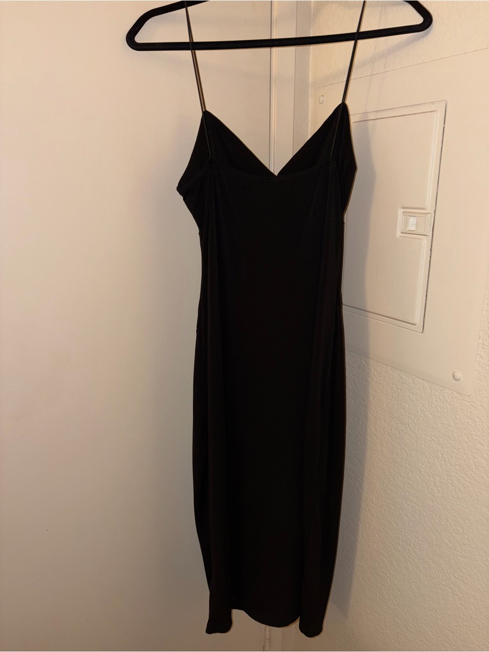 Windsor Black Spaghetti Strap Midi Dress Side Slit XL